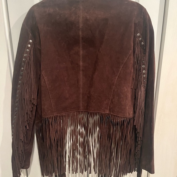 Vintage Carlos Falchi Brown suede fringe jacket size 1X womens - Picture 6 of 9